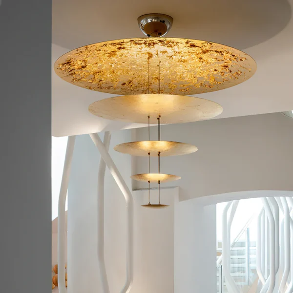 Italian Designer Modern Light Luxury Elegant Restaurant Creative Unique Living Room Villa High Ceiling Gold Foil Chandelier