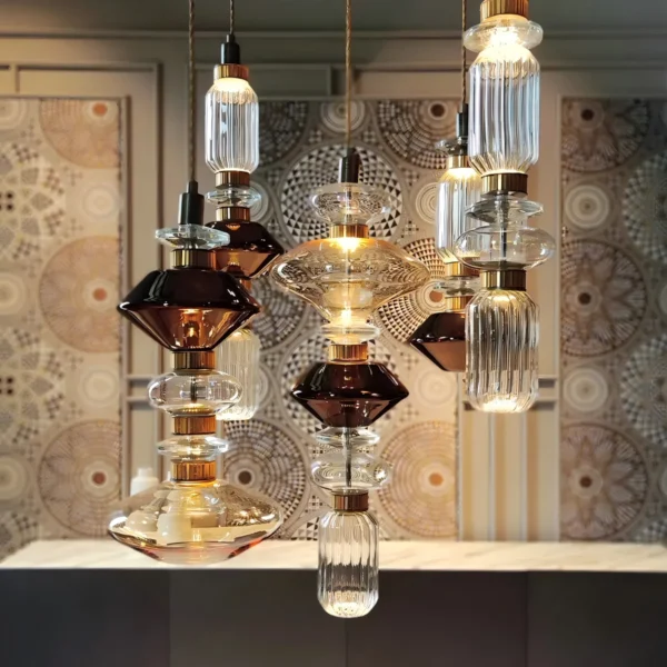 Decorative Design Vintage Glass Shade LED Pendant Light for Dining Room Hotel Cafe Restaurant Indoor Interior Glass Hanging Lamp