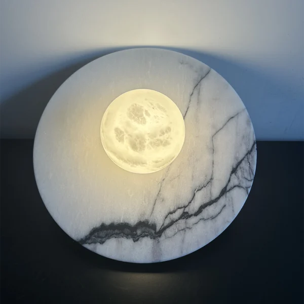 Decorative Designer Modern Wall Light Indoor Luxury Brass Marble Base Alabaster Wall Mounted Lamp for Bedside Hotel Villa Living