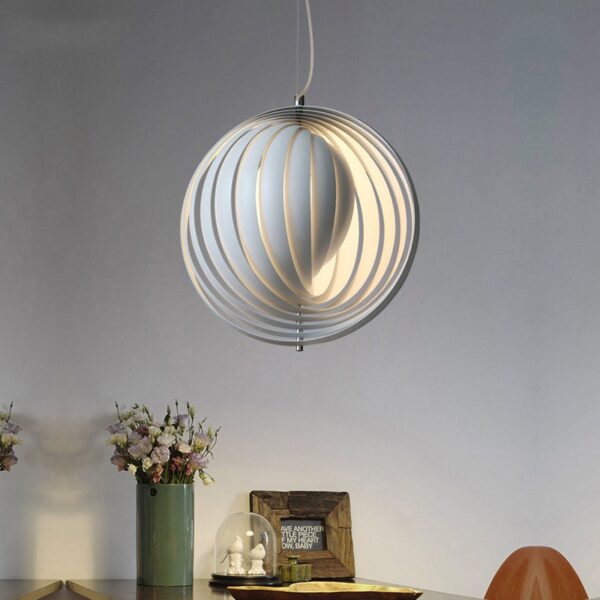 Italian Nordic Rotating Moon Chandelier Bedroom Dining Bar Decor Light 360 Rotating Metal Frame Elegant Fixture
