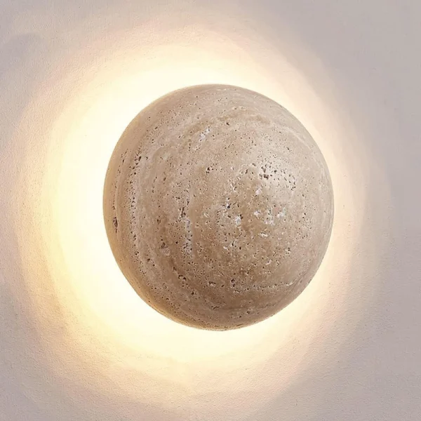 Wabi Sabi Style Travertine Round Wall Lamp Nordic Decor Bedroom Bedside Japanese Restaurant B&B Staircase Wall Ambient Light