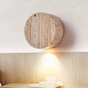 Wabi Sabi Style Travertine Wall Sconce Lamp Nordic Creative Background LED Wall Light Corridor Passageway Bedroom Bedside Light