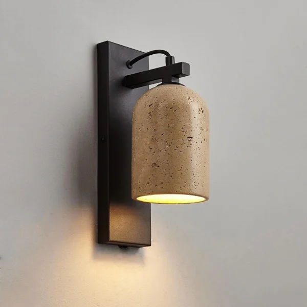Nordic Japanese Minimalist Yellow Travertine Wall Lamp for Bedroom Bedside Living Room Designer Retro Guesthouse Decor