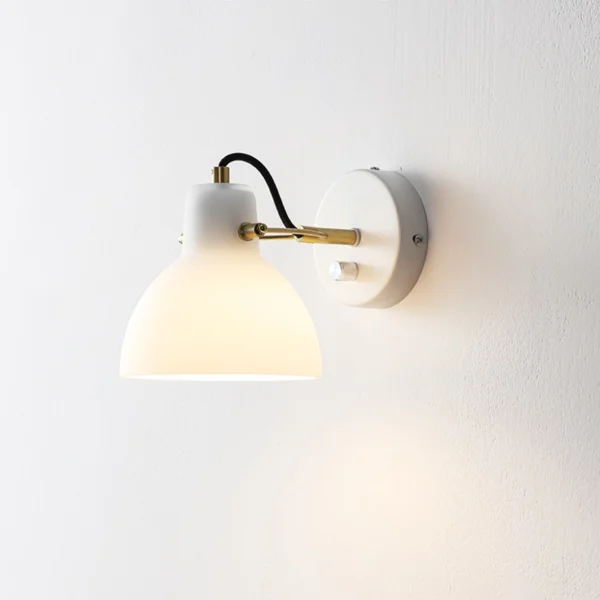 Nordic Bedroom Bedside Reading Lamp Modern Simple White Jade Glass Wall Lamp Rotatable Adjustable Entrance Corridor Light