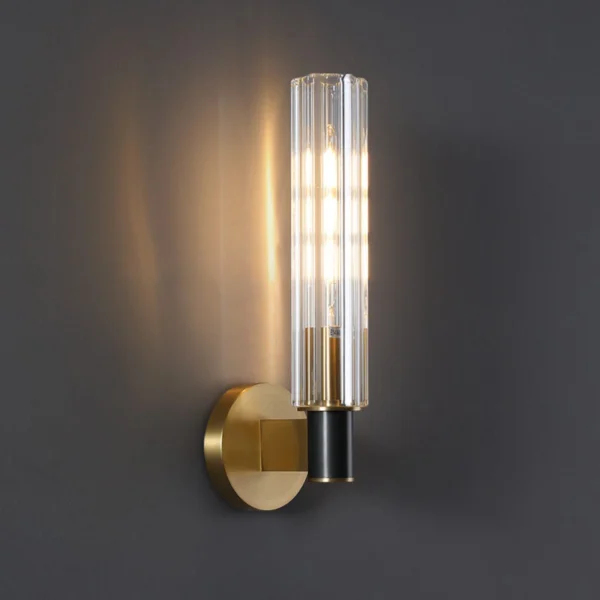 Luxury Full Copper American Style Vintage Wall Lamp for Hotel Bedroom Bedside Living Room Corridor Glass Brass Background Wall Light