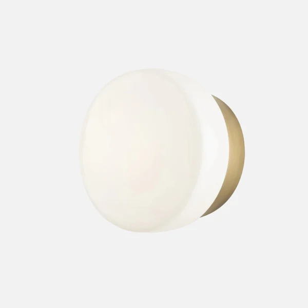Mid Century Simple Semi Spherical Opal Glass Wall Sconce Nordic Round Living Dining Room Restaurant Balcony LED Ceiling Light