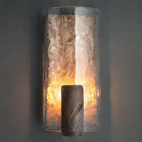 French Retro Light Luxury Postmodern American Minimalist Creative Designer Hotel Villa Glass Flowing Gold Wall Lamp