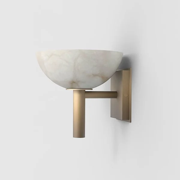 Spanish Onyx Full Copper Wabi Sabi Vintage Living Room Background Modern Light Luxury Creative Round Bedroom Bedside Wall Lamp