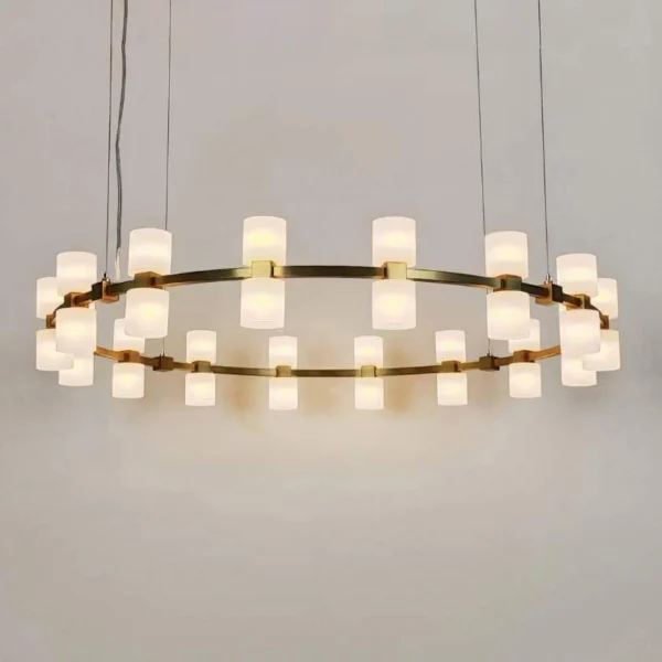 Light Luxury Booth Chandelier Creative Chinese Western Restaurant Hotel Project Round Stainless Steel Living Room Chandelier