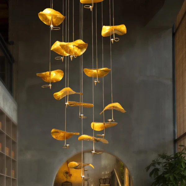 Nordic Modern Minimalist Bar Counter Lotus Leaf Design Mini Chandelier Villa Duplex Living Room Designer Light Luxury Lighting