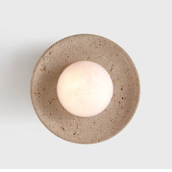 Wabi Sabi Style Ambient Wall Lamp Living Room Background Wall Mounted Bedroom Bedside Travertine Decorative Glass Light Fixture