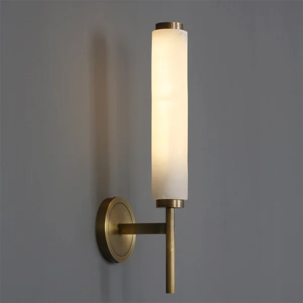 Modern Luxury Living Room Bedroom Villa Bedside Copper Marble Wall Sconce Light Fixture Decorative Thin Bathroom Mirror Lamp