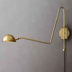 Industrial America Retro Style Long Arm Copper Wall Sconce Lamp Home Decor Rotation Bedside Living Room Mounted Light Fixture