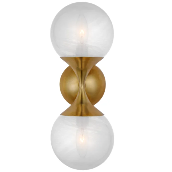 American Retro Glass Wall Lamp for Villa Bathroom Corridor Stairwell Designer up Down Polished Nickel Wall Sconce Light Fixture