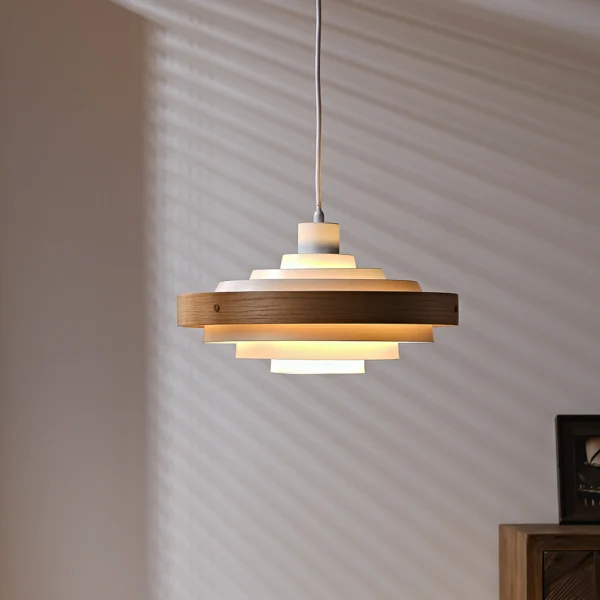 Nordic Modern Ceiling Pendant Light Fixture Single Cord Wood Drop Hanging Lamp in Kitchen Island Dining Table Bedside Restaurant
