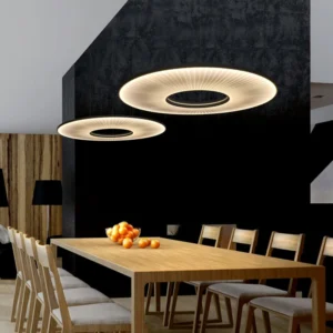 Fabric Shade Hanging Chandelier for Living Room Hall Way Staircase High Ceiling Pendant Light Modern Design Simple Drop Lamp