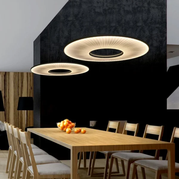 Fabric Shade Hanging Chandelier for Living Room Hall Way Staircase High Ceiling Pendant Light Modern Design Simple Drop Lamp