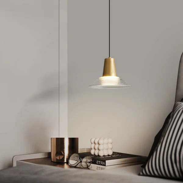 Minimalist Bedroom Bedside Lamp Modern Nordic Light Luxury Artistic Glass Restaurant Bar Full Copper Small Chandelier