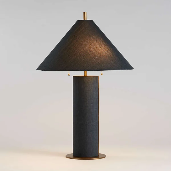 American Retro Table Lamp Mid Century Style Linen Fabric Decorative Table Lamp for Living Room Study Showroom Bedroom Bedside