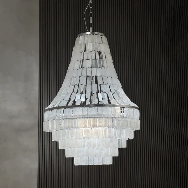 French Retro Living Room Shell Chandelier Italian Light Luxury Romantic Living Room Dining Room Bedroom High End SilverLeaf Lamp