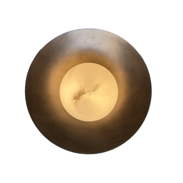 Round Coffee Brown Postmodern Creative Wall Lamp for Living Room Art Bedroom Bedside Luxury Marble Decor